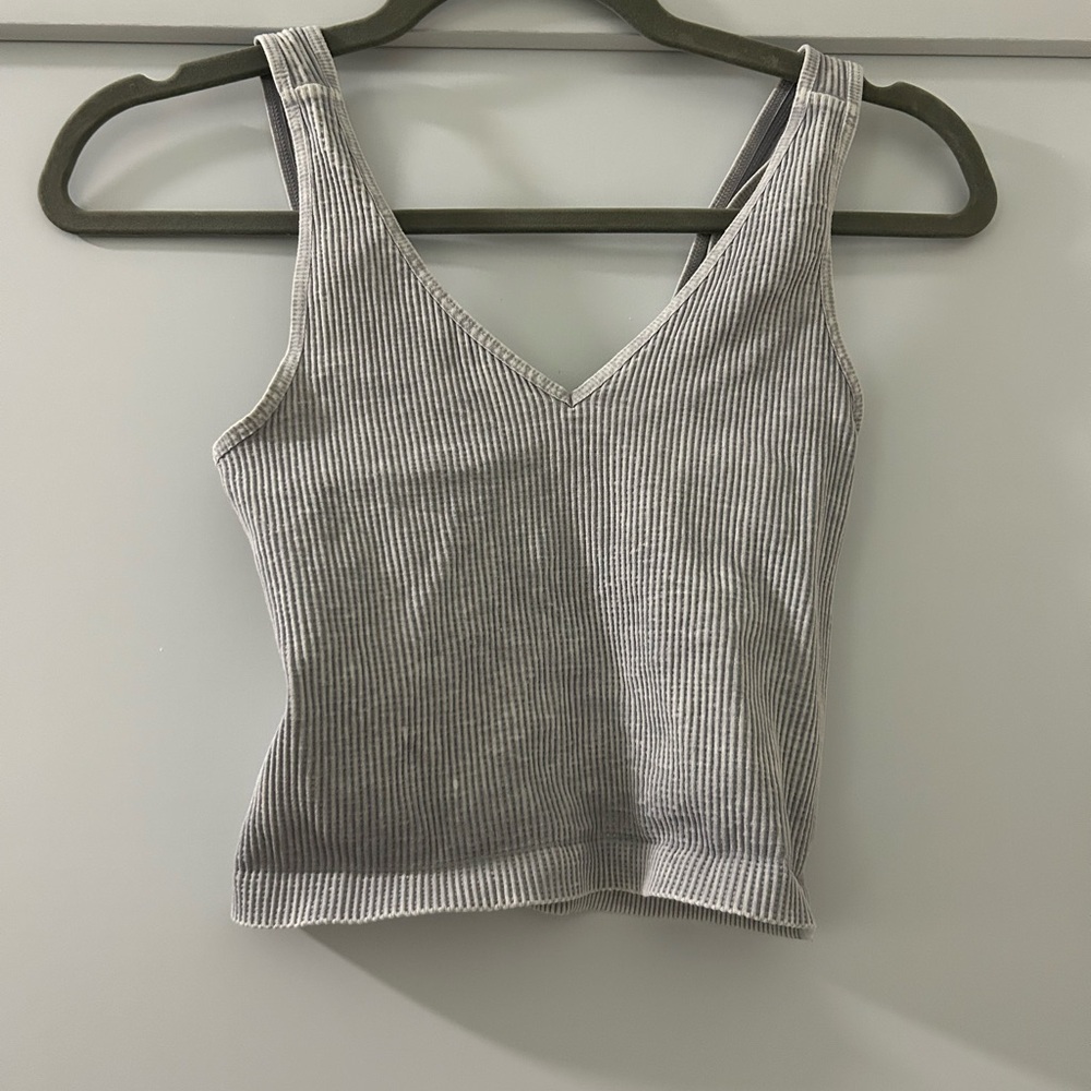 Nikibiki Silver Ribbed Crop Tank Top